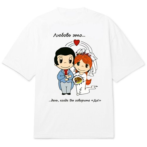 Футболка FOR LIVE, оверсайз, хлопок, размер L, белый