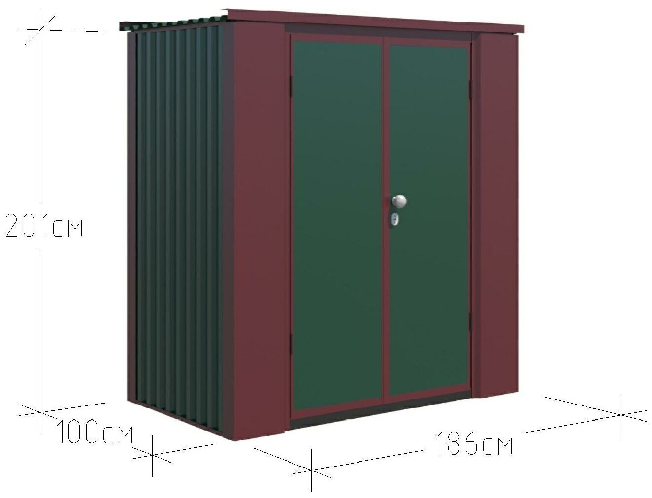 Хозблок садовый шкаф для инвентаря Мини 1,86м х1м. дверь 120 мм. с полом