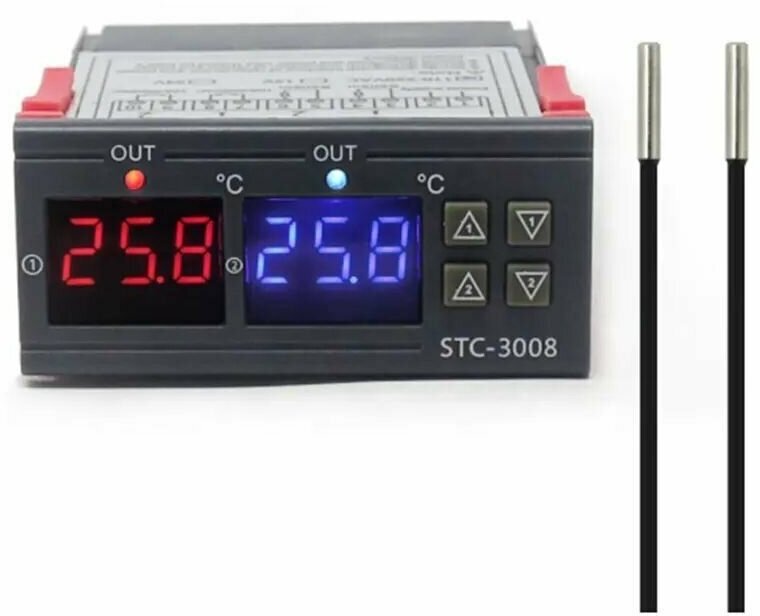 Терморегулятор,контроллер температуры STC-3008 220 Вольт с датчиком температуры для инкубатора,брудера,погреба,для коптильни,для холодильника/1500 Вт - фотография № 2