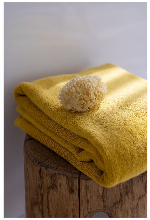 Полотенце банное горчичного цвета из коллекции Essential, 90х150 см - фотография № 10