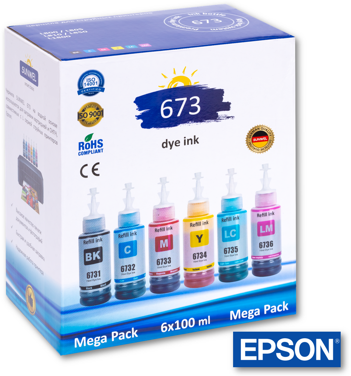 Чернила для Epson L800 и др. Комплект 6 цв. по 100 мл. — купить по ...