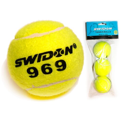 Мяч для большого тенниса SWIDON 969, набор из 3 штук, желтые теннисный мяч малый из набора диаметр 6 4 сантиметра