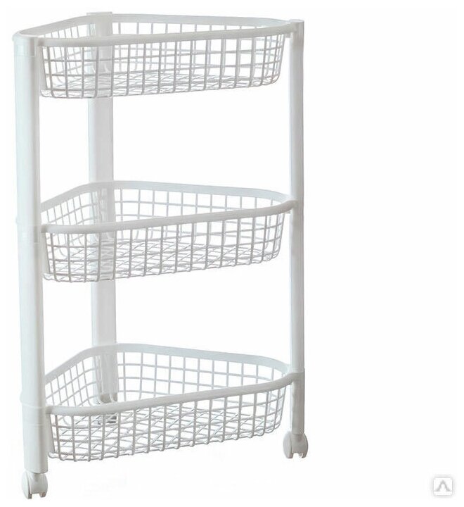 фото Полка угловаяна колесах "Евро" 3 секции, цвет белый 4916220