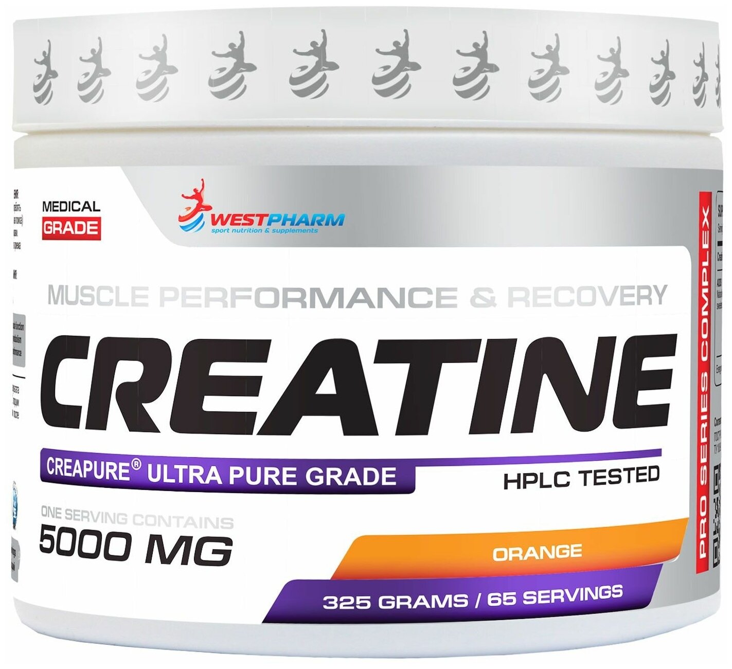 WestPharm Creatine / Креатин порошок со вкусом Апельсина / 325 гр., 65 порций