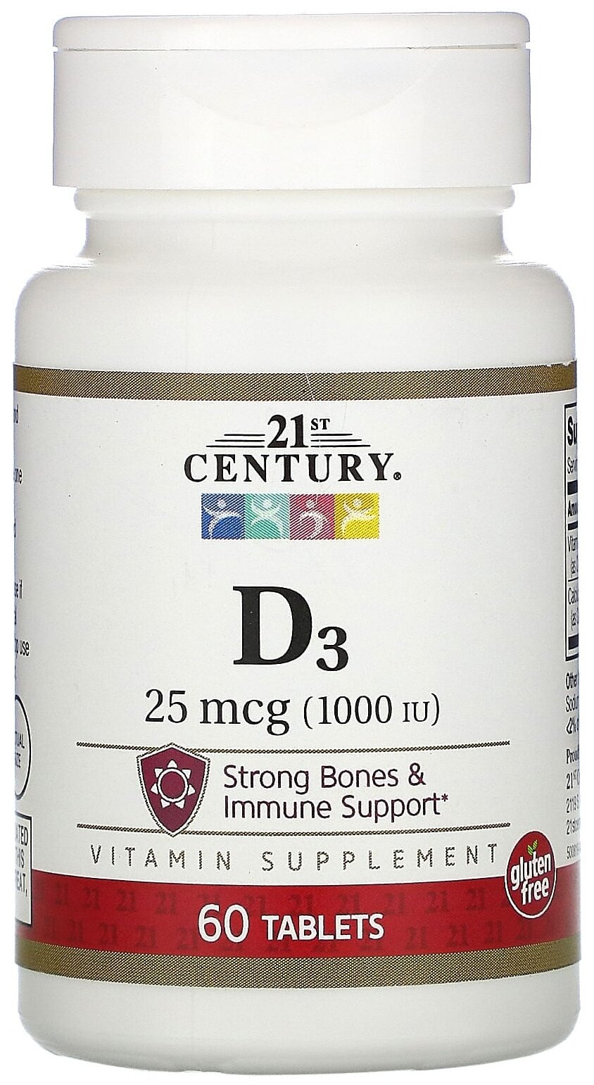 Таблетки 21st Century Vitamin D3 25 мкг