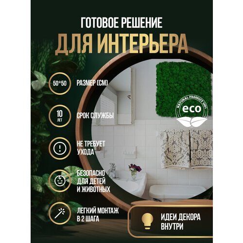 Панель Дом Мха - MossArt из стабилизированного мха Ягель 50*50 см, Гринч