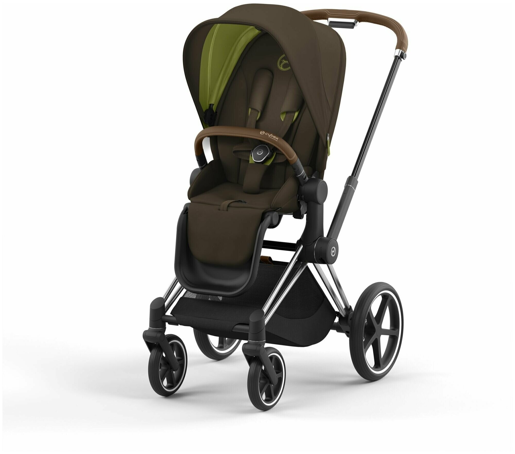 Прогулочная коляска Cybex Priam IV Khaki Green на шасси IV Chrome Brown