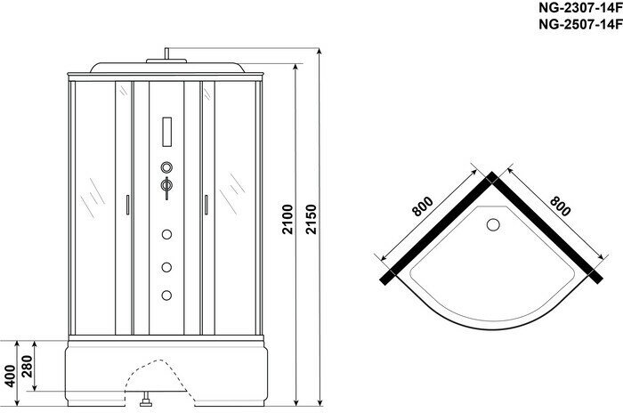 Душевая кабина Niagara NG-2507-14F 80х80х215