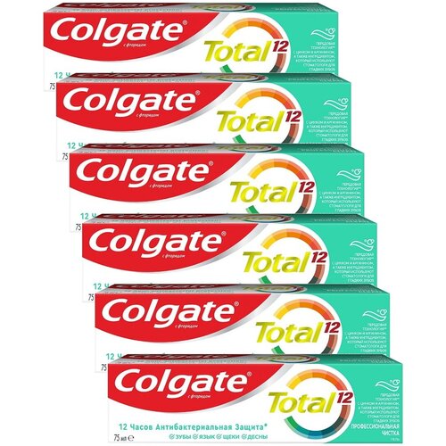 Зубная паста Colgate TOTAL Профессиональная Чистка гель 75 мл. х 6 шт.