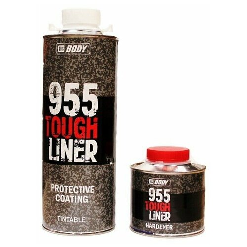 Сверхпрочное защитное покрытие HB BODY 955 Tough Liner, колеруемое, 0,6 л. + 0, 2 л. отвердителя, комплект