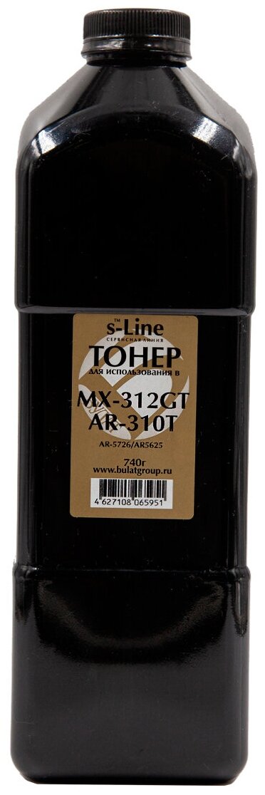 Тонер булат s-Line MX-312GT, AR-310T для Sharp AR-5726, AR-5625 (Чёрный, банка 740 г)