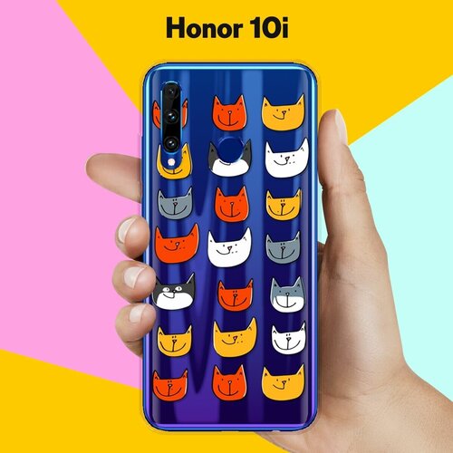 Силиконовый чехол Узор из котов на Honor 10i силиконовый чехол узор из такс на honor 10i