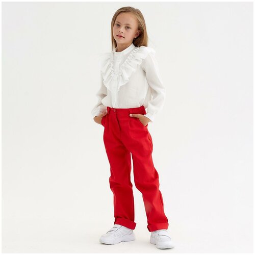 Брюки Minaku, размер 116, красный зауженные брюки с подворотами zarina 0224210710 бежевый 46