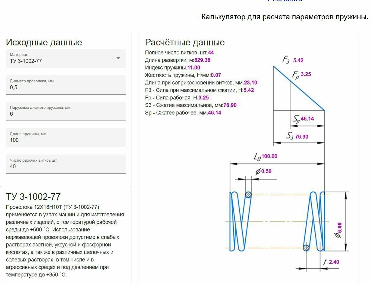 Нержавеющая пружина: длина L-100 мм; ширина D-6,0 мм; диаметр проволоки d-0,5 мм; (5 шт. в упаковке) - фотография № 3