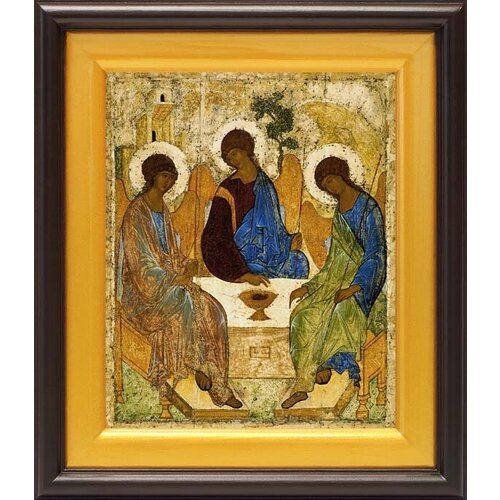 Святая Троица, Андрей Рублев, XV в, икона в широком киоте 21,5*25 см