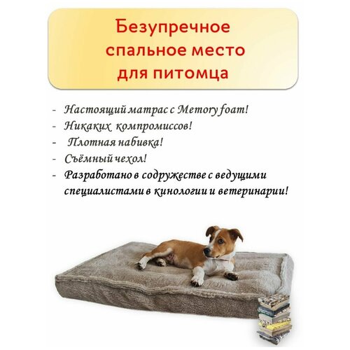 Лежанка для собак со съемным чехлом в комплекте, серый, 48х83х10 см