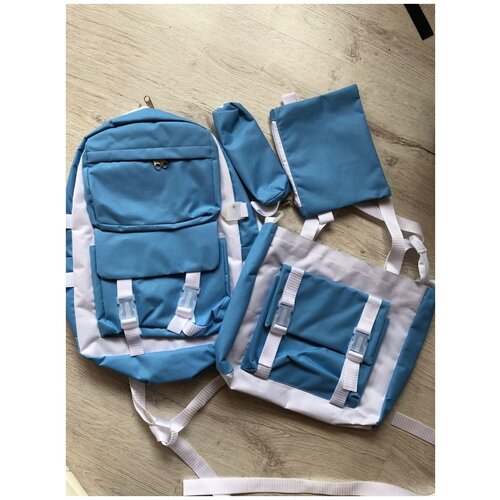 Рюкзак городской женский, детский, комплект 4 в 1: рюкзак ранец школьный, сумка шоппер, косметичка