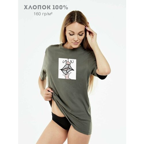 Футболка MUSEUM MERCH, хлопок, размер 50, хаки
