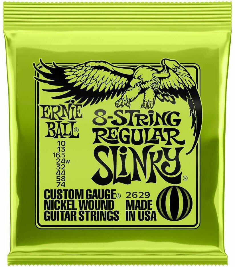 Набор струн для электрогитары ERNIE BALL 2629 Nickel Wound калибр 10-74, Regular Slinky 8