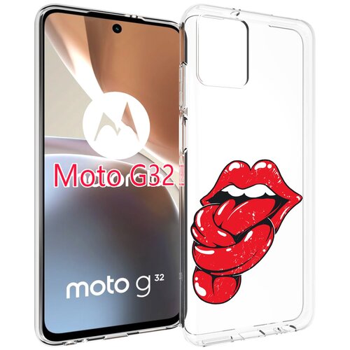 Чехол MyPads яркие губы с языком для Motorola Moto G32 задняя-панель-накладка-бампер