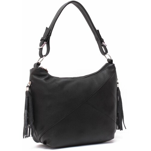 Сумка  хобо , текстиль, черный