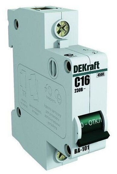 Выключатель автоматический модульный 1п C 40А 4.5кА ВА-101 DeKraft 11058DEK (6 штук) - фотография № 1