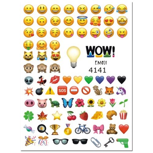 Наклейки для ногтей, слайдеры для маникюра и педикюра. EMOJI , смайлик.