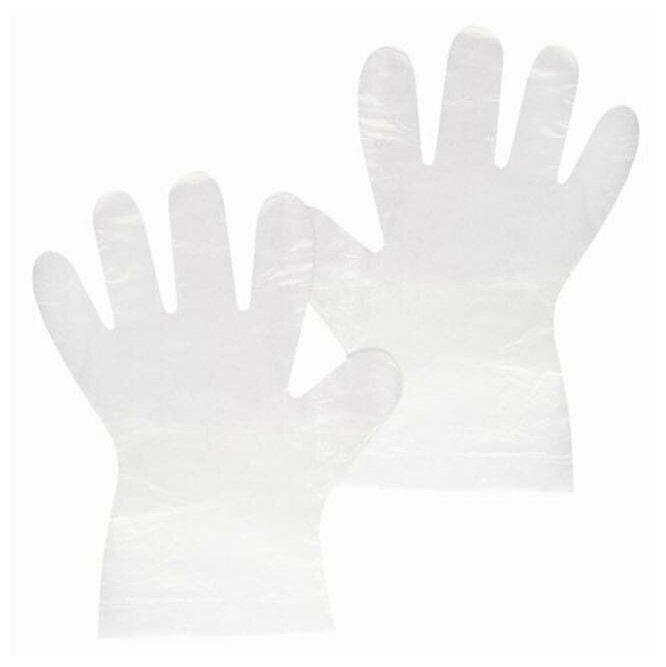 фото Перчатки полиэтиленовые одноразовые, отрывные, комплект 50 пар (100 шт.) размер М, LAIMA, 607354