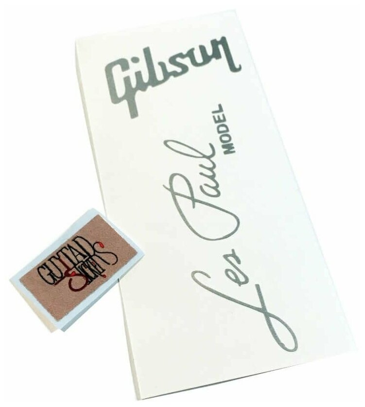 Наклейка виниловая на голову грифа гитары "Gibson Les Paul Model", серебристая