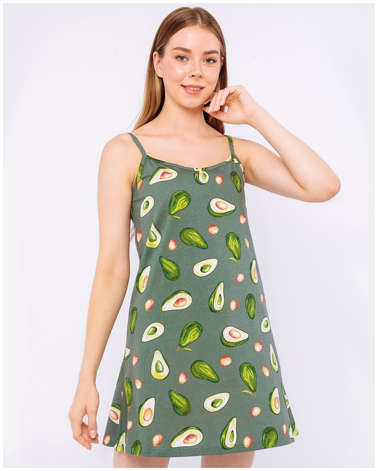 Сорочка женская HappyFox, HF3000MSP размер 44, цвет авокадо.св.зеленый - фотография № 3