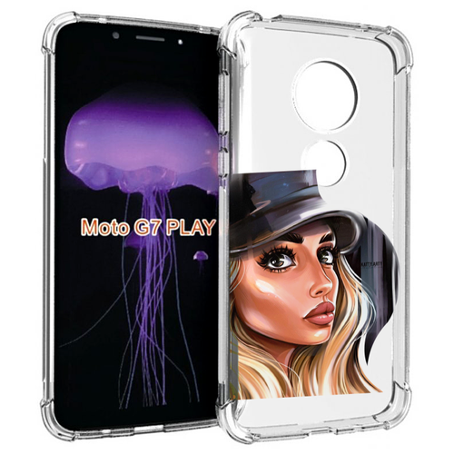 Чехол MyPads Девушка-в-шляпе женский для Motorola Moto G7 Play задняя-панель-накладка-бампер