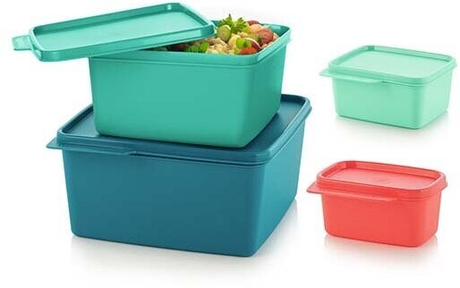 Tupperware Набор контейнеров Каскад 0,16 л/0,5 л/1,2 л/2,5 л, бирюзовый - фотография № 4