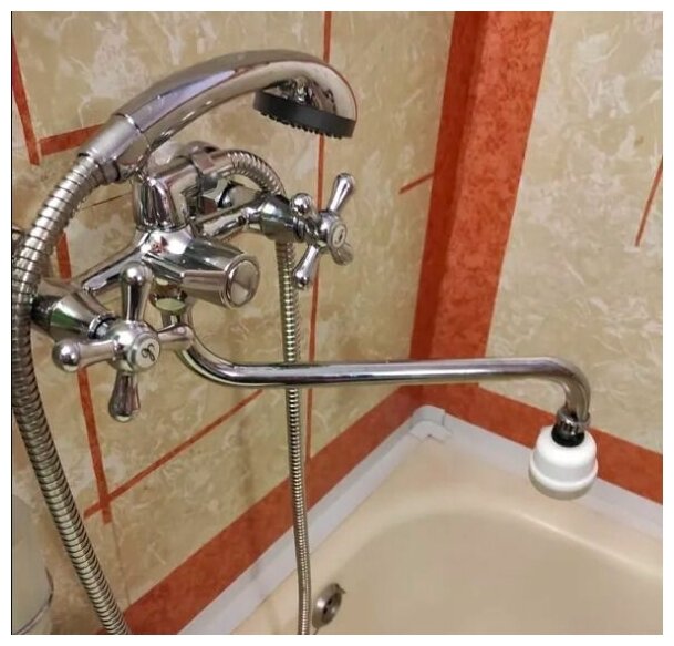 Славен Смеситель для ванны и умыв с поворотным изливом, двуручный, комплект СЛ-ДВ-О31 . - фотография № 4