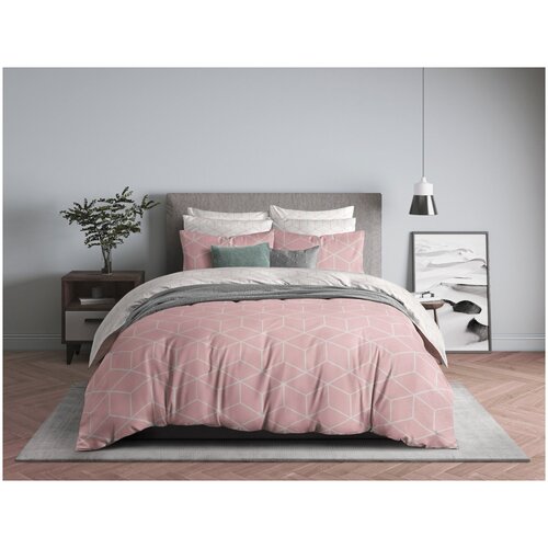 Комплект постельного белья, 1.5 спальный с нав. 70х70 см, Бязь, Guten Morgen, Lounge Pink, рис.850-2