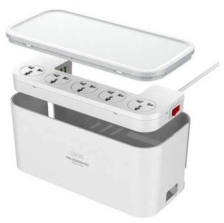 Сетевой фильтр в боксе LDNIO SN5309 Management Power Strip Box 2500W, 5 розеток + 3 USB, 2 м, Белый+Серый