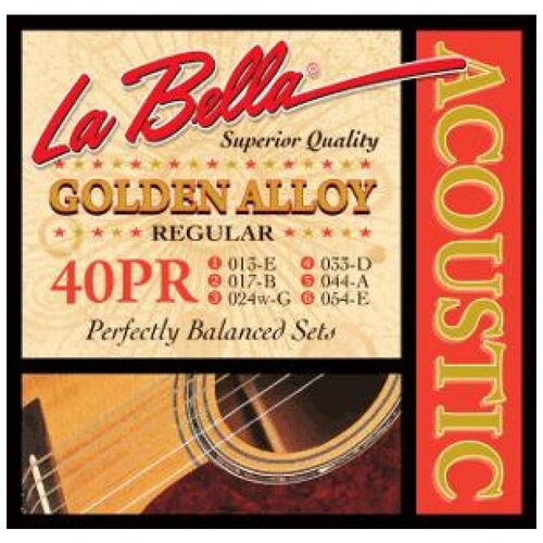 Струны для акустической гитары LA BELLA 40PR gw052 golden alloy отдельная струна для акустической гитары 052 бронза la bella