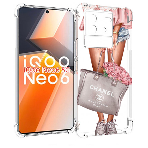 Чехол MyPads Сумка-с-цветами женский для Vivo iQoo Neo 6 5G задняя-панель-накладка-бампер