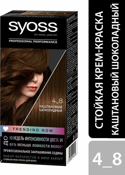Syoss Крем краска для волос стойкая Color без аммиака, 4-8, Каштановый шоколадный, 115мл