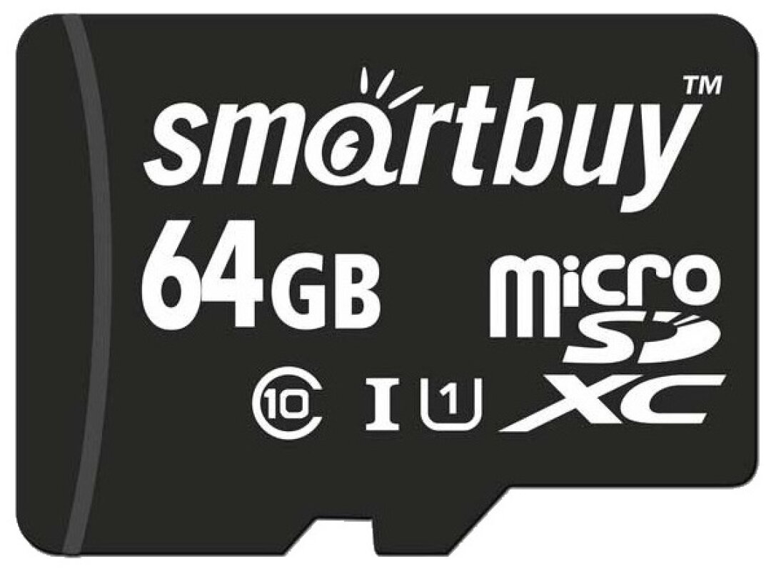Карта памяти SD Micro 64 Gb, Class 10, SDXC, Smartbuy, 1 адаптер UHS-1