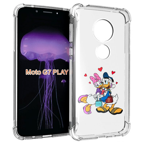 Чехол MyPads модные-влюбленные-утки для Motorola Moto G7 Play задняя-панель-накладка-бампер