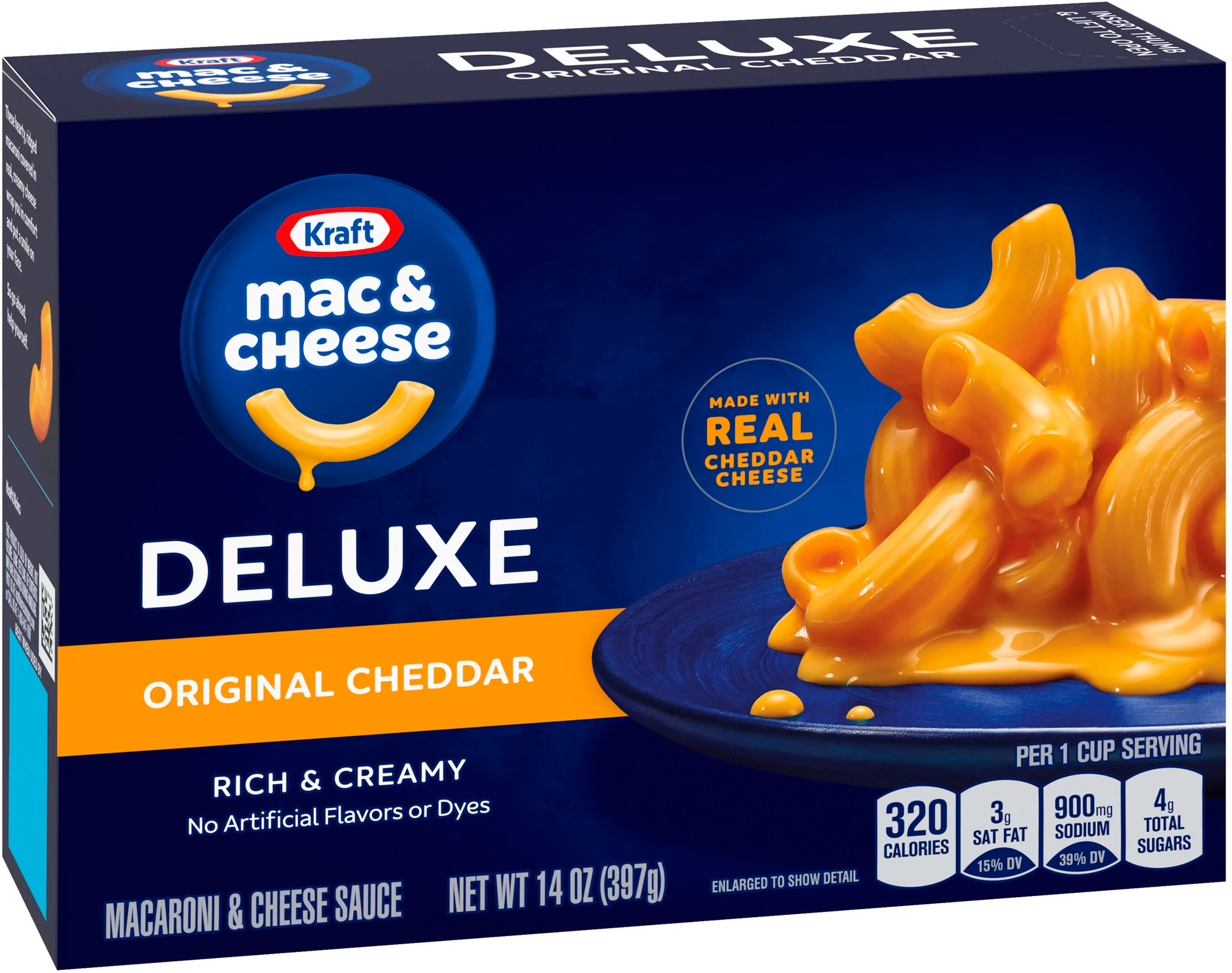 Макароны Kraft Mac and Cheese Deluxe Original Cheddar с жидким сыром 1 шт. 397 г США - фотография № 1