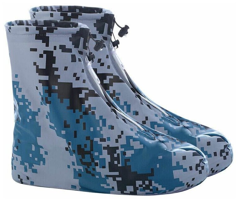 Бахилы многоразовые для обуви, цвет пиксели, размер 43-44 (XXL) защита от воды, дождевик для обуви, чехлы на замке