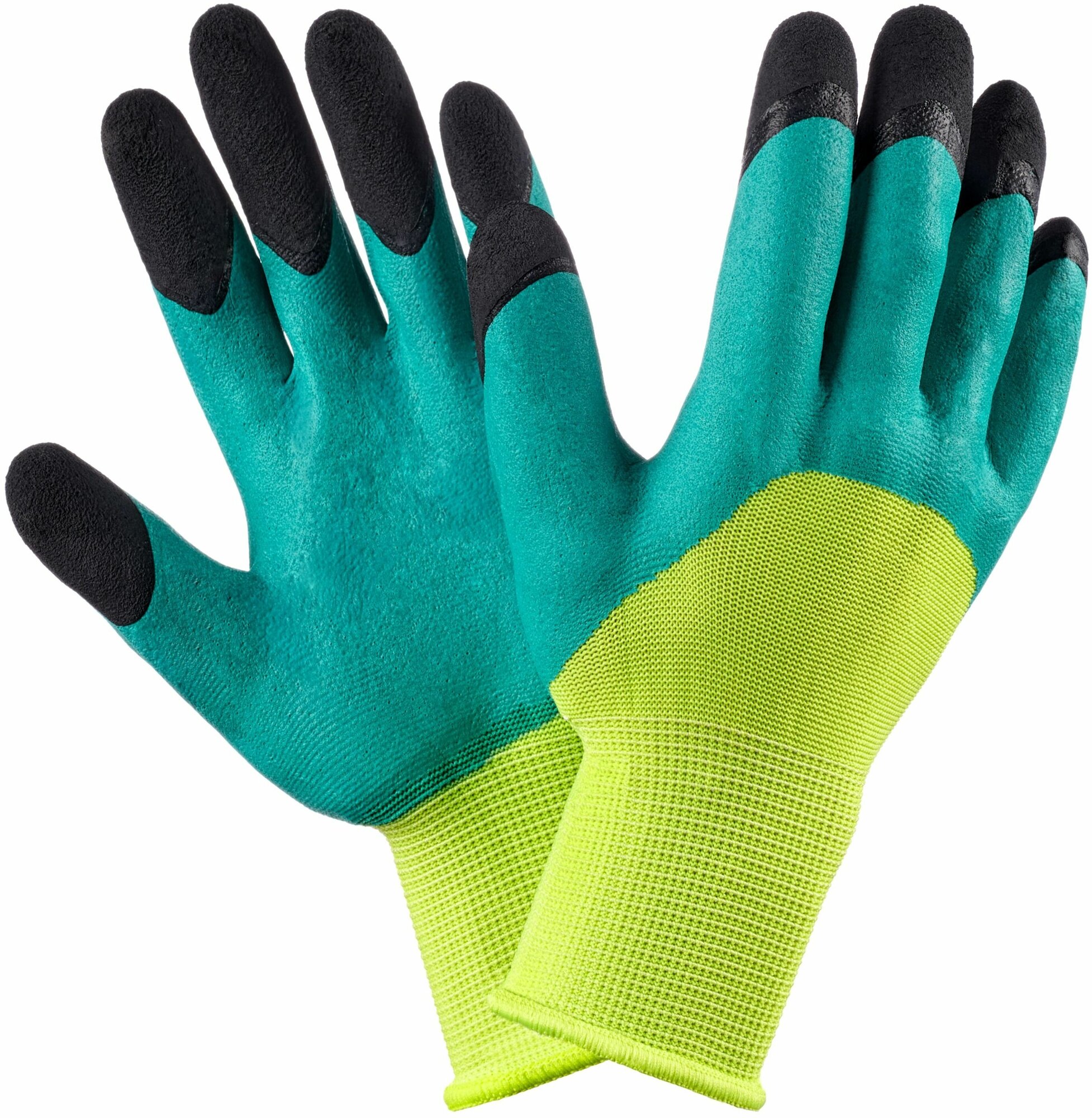 Перчатки защитные нейлоновые садовые салатные с черными пальцами 3 пары