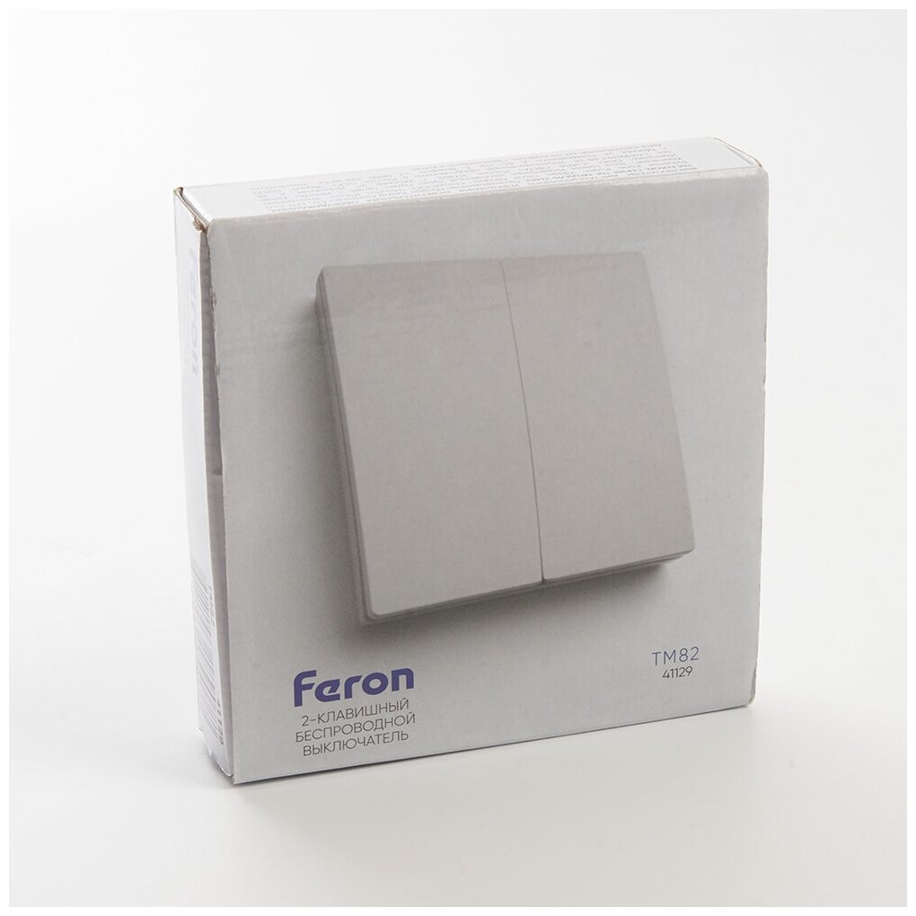 Выключатель беспроводной FERON, TM82 SMART, 230V, 500W, двухклавишный, белый 41129 - фото №9