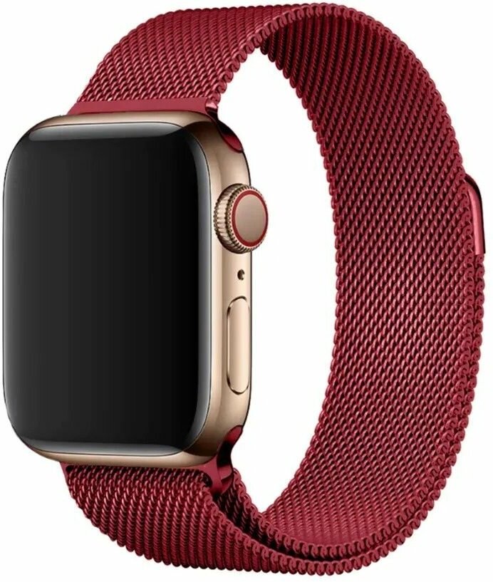 Ремешок для смарт-часов, фитнес-браслета Apple Watch Series 1 2 3 4 SE 5 6 7 8 миланская петля / металический сетчатый Эпл вотч 38/40/41 мм, красный