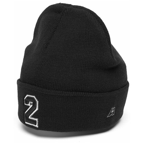 фото Шапка с номером 2 черная atributika & club, номерная шапка с цифрой "два" с отворотом атрибутика и клуб