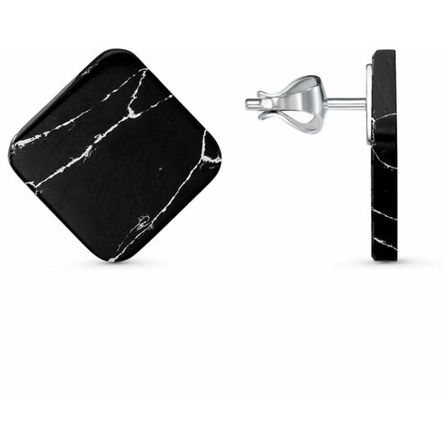 Серьги-гвоздики серебряные с черным таулитом без покрытия Б33314104бтч