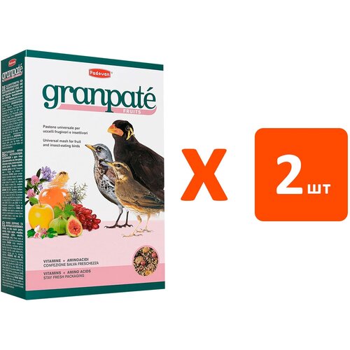 PADOVAN GRANPATEE FRUITS корм для насекомоядных птиц с фруктами (1 кг х 2 шт) корм padovan valman black pellets для насекомоядных птиц дополнительный