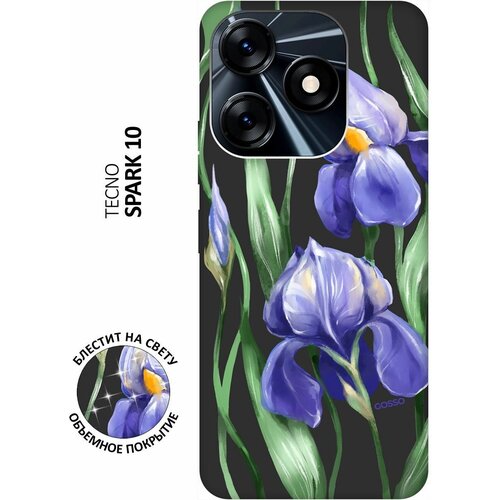 Матовый Soft Touch силиконовый чехол на Tecno Spark 10, Техно Спарк 10 с 3D принтом Amazing Irises черный матовый soft touch силиконовый чехол на tecno spark 10 техно спарк 10 с 3d принтом amazing roses черный