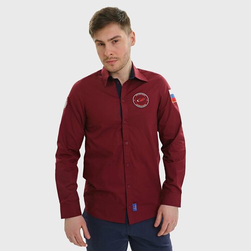 фото Рубашка роскосмос, размер 56, бордовый